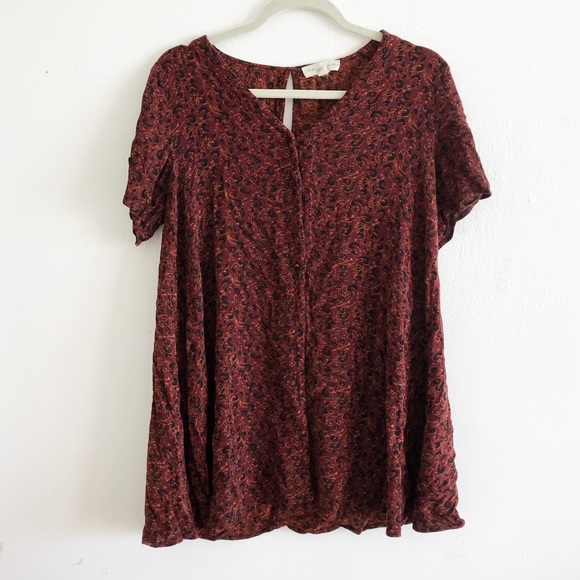 vintage earthy, floral button down tunic - Picture 2 of 6